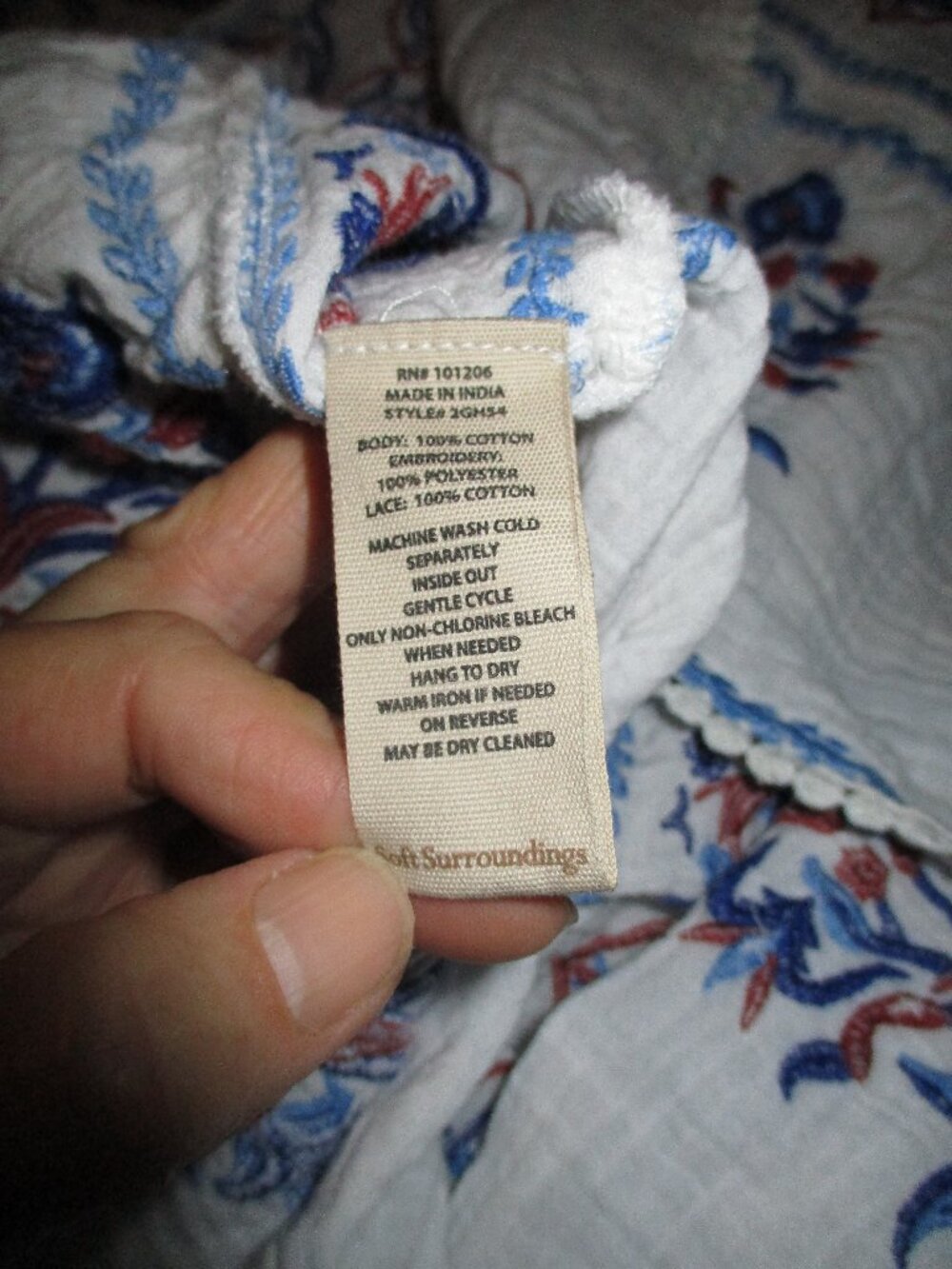 SOFT SURROUNDINGS Sarnia Embroidered  Midi Cotton Gauze Dress XLarge - Picture 9 of 9